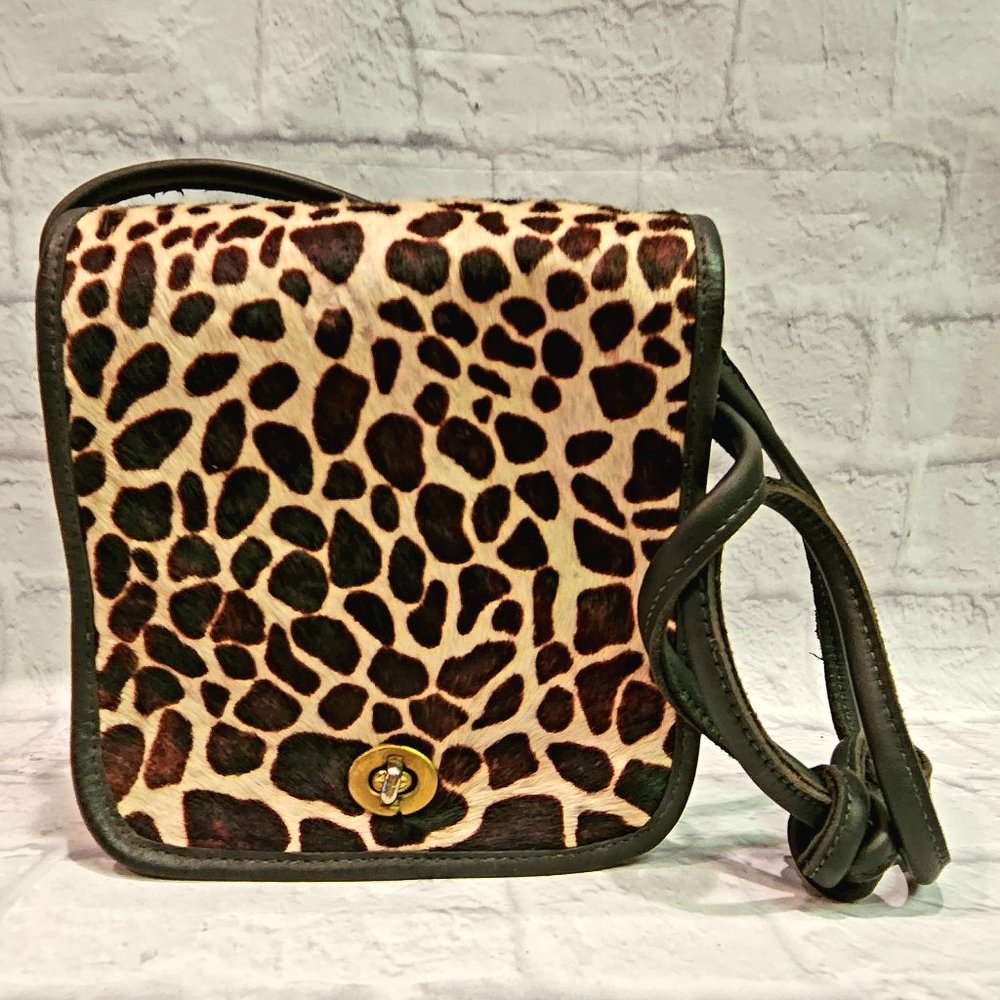 Leather Crossbody Animal Print Bag Black